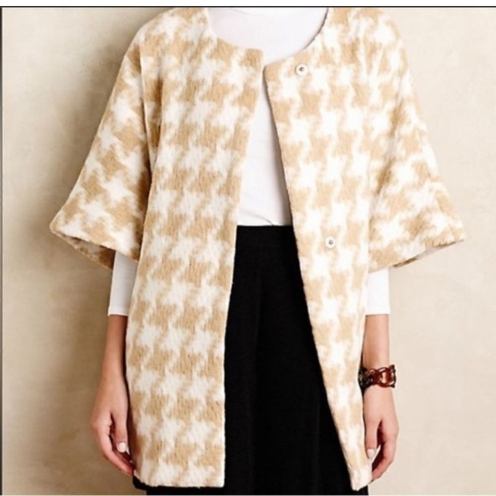 Elevenses Anthropologie Houndstooth wrap coat size M/L